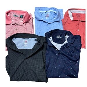 Mens Shirt Bundle 5pc Chaps Cubavera Ben Hogan Polos Button Down L XL XXL Mixed